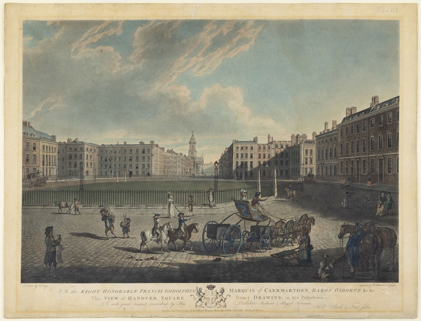 Pollard London View of Hanover Square, 1787 (1 of 1)