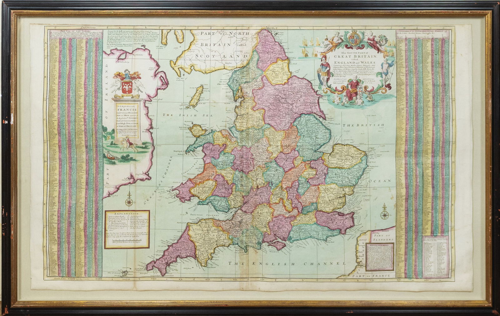 Moll's beautifully colored map of The Southern Part of Great Britain called England and Wales (1 of 1)