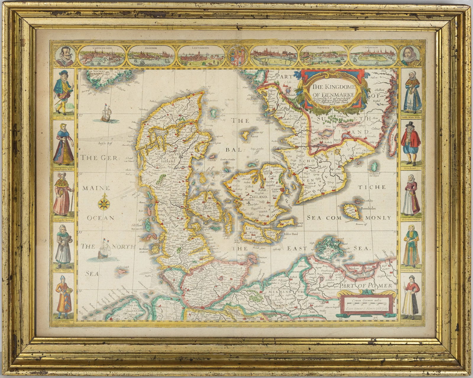 Speed Map of Denmark in handsome gold frame (1 of 1)