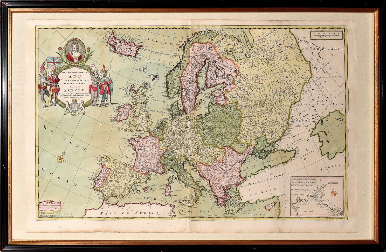 Moll Map of Europe with great original hand color (1 of 1)