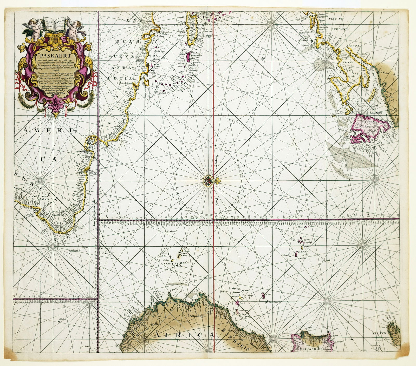 Van Keulen / Lootsman engraved map of the Atlantic Ocean (1 of 1)