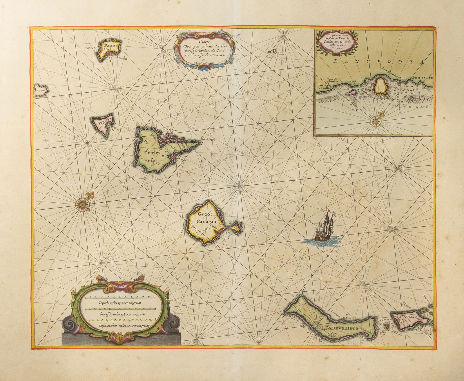 Goos Map of the Canary Islands with original hand color (1 of 1)
