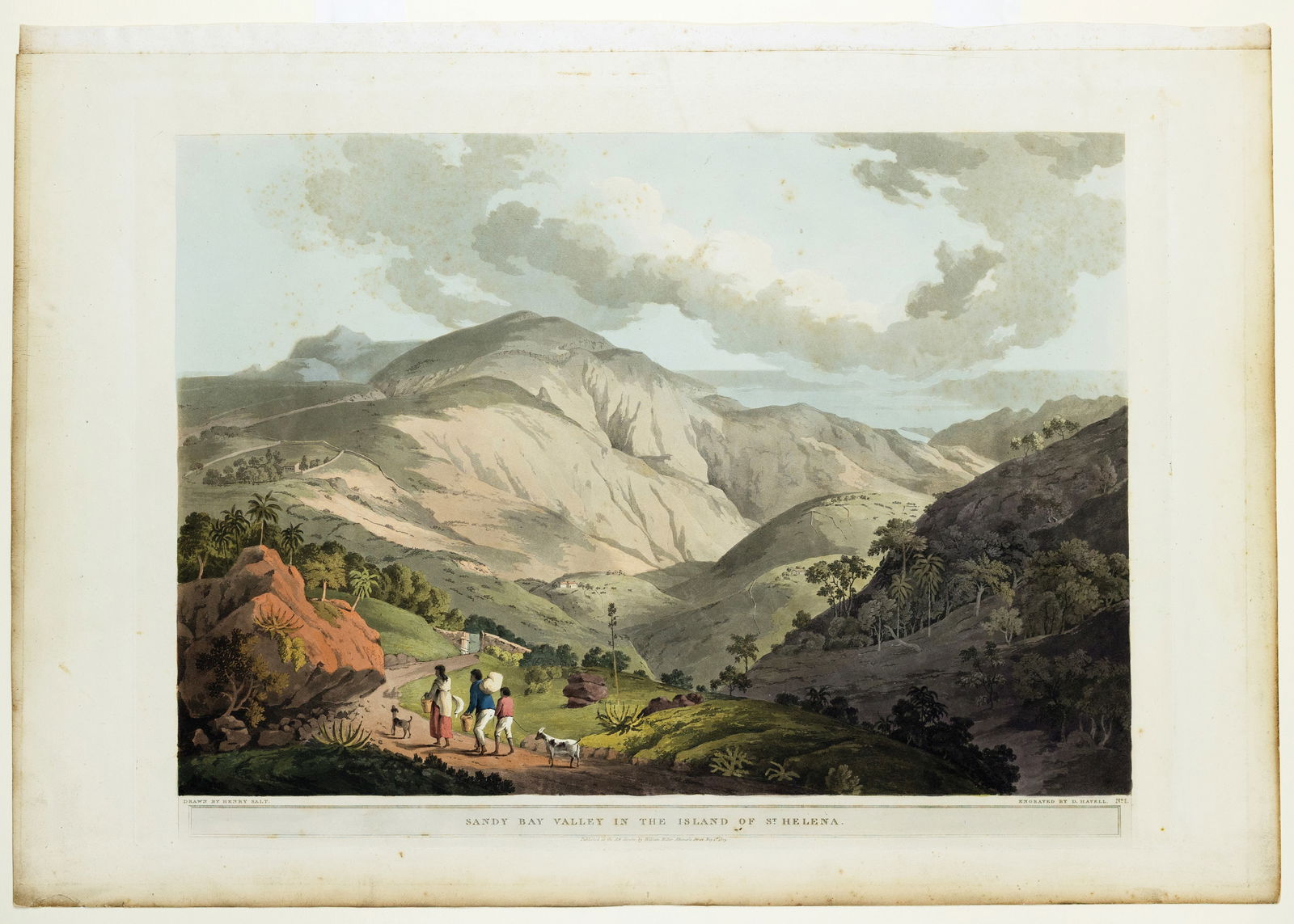Henry Salt Engraved View of Saint Helena - The place of exile for Napoleon Bonaparte: (ST HELENA, UK) SALT, Henry (1780-1827). Sandy Bay Valley in the Island of St. Helena. Engraved by Daniel Havell (c.1785-1822) for "Twenty-Four Views in St. Helena, the Cape, India, Ceyton, the Red Se
