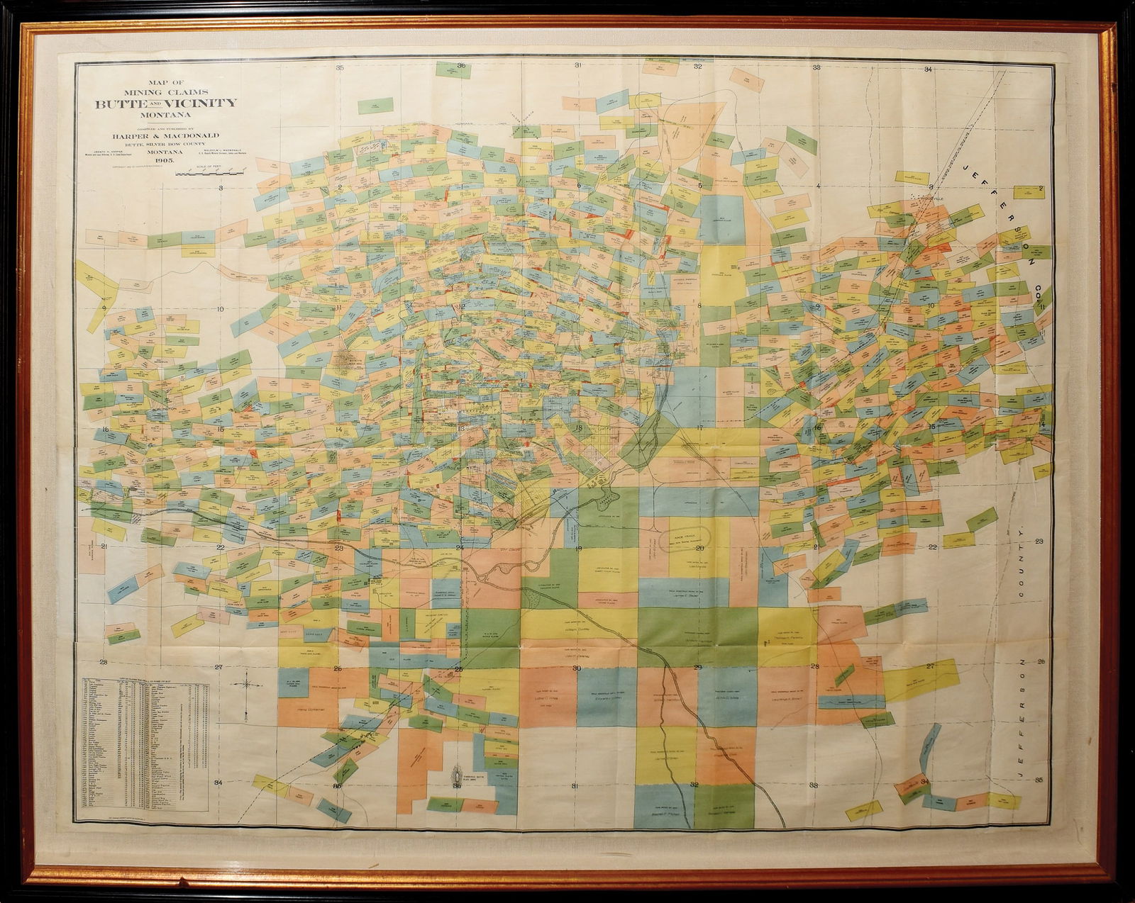 1905 Lithographed Map of the Mining Claims Butte and Vicinity Montana (1 of 1)
