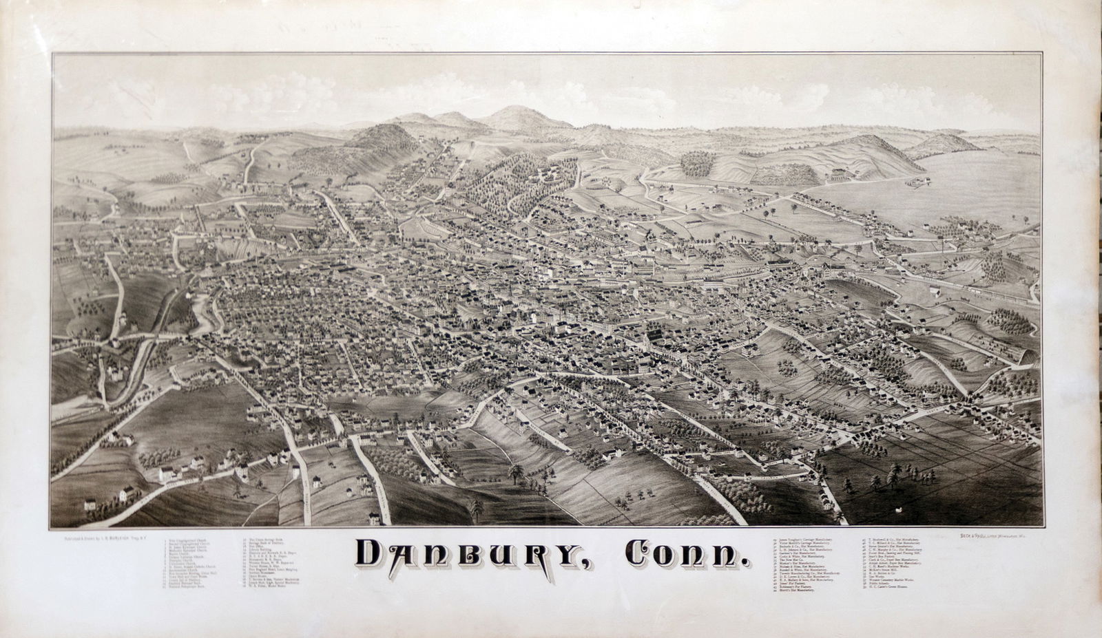 Burleigh's Lithographed View of Danbury, Connecticut (1 of 1)