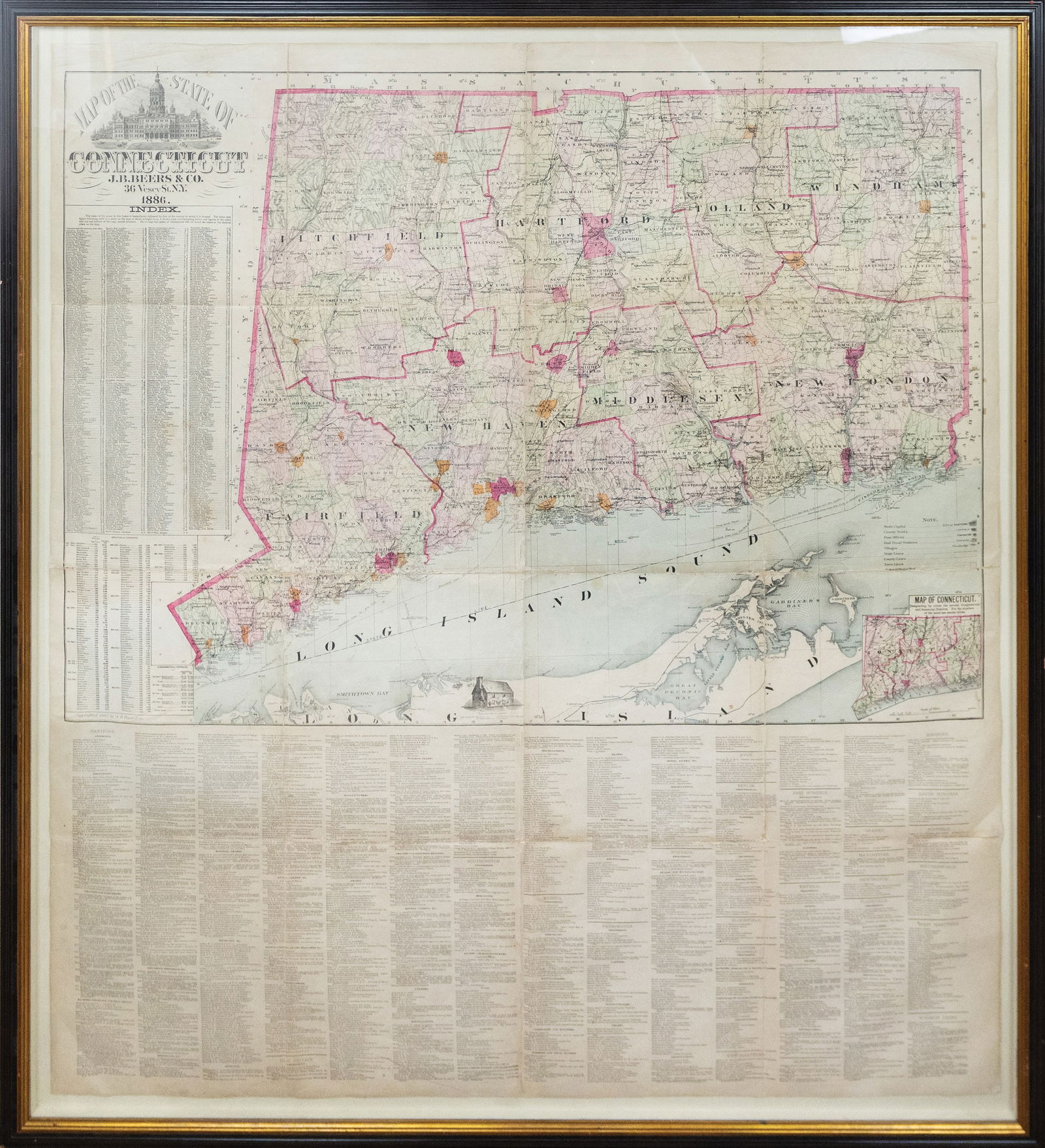 Beers 1886 Lithographed Map of the State of Connecticut (1 of 1)