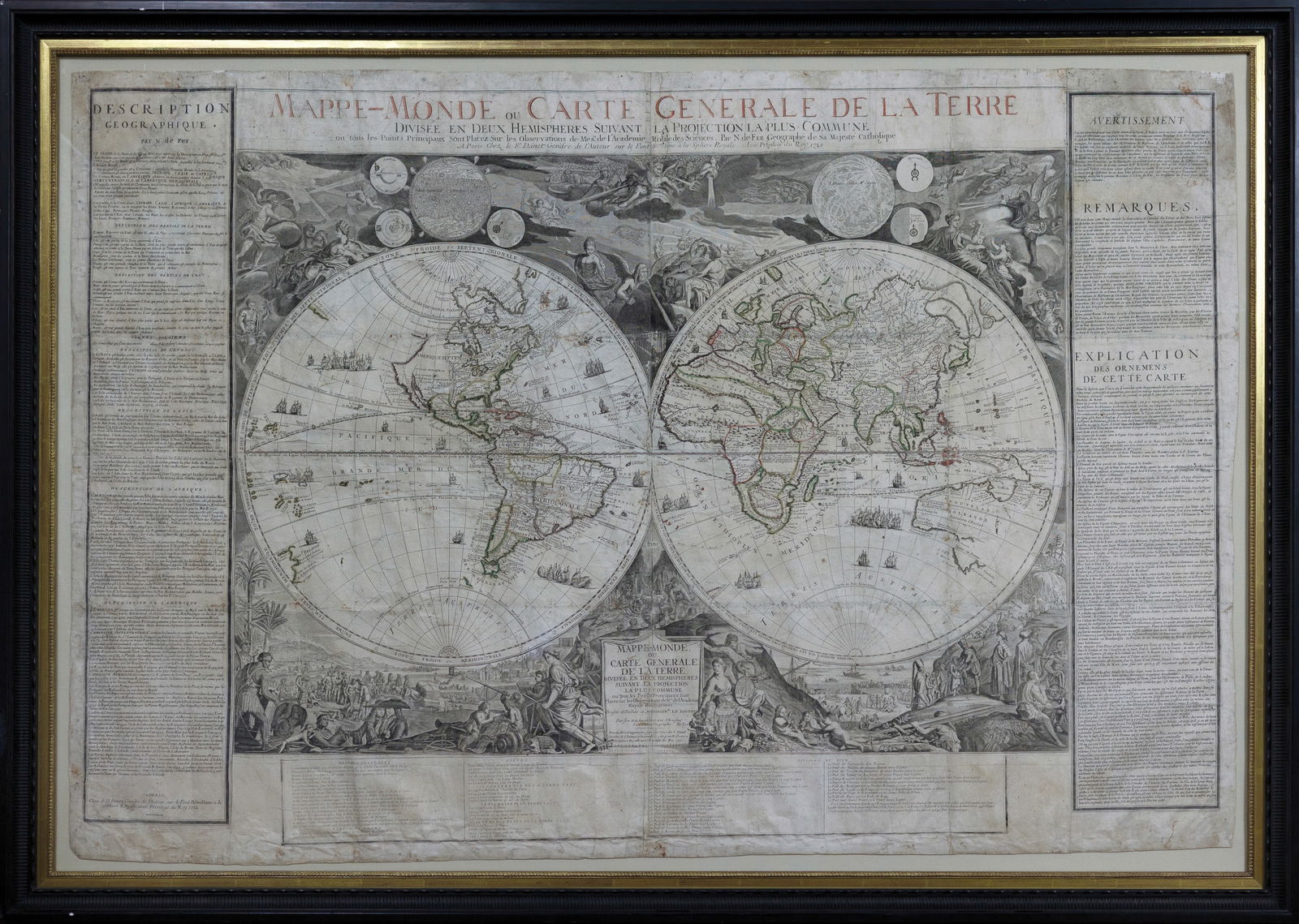 De Fer's Magnificent Neoclassical Map of the World Showing the full extent of the Sun King, Louis (1 of 1)