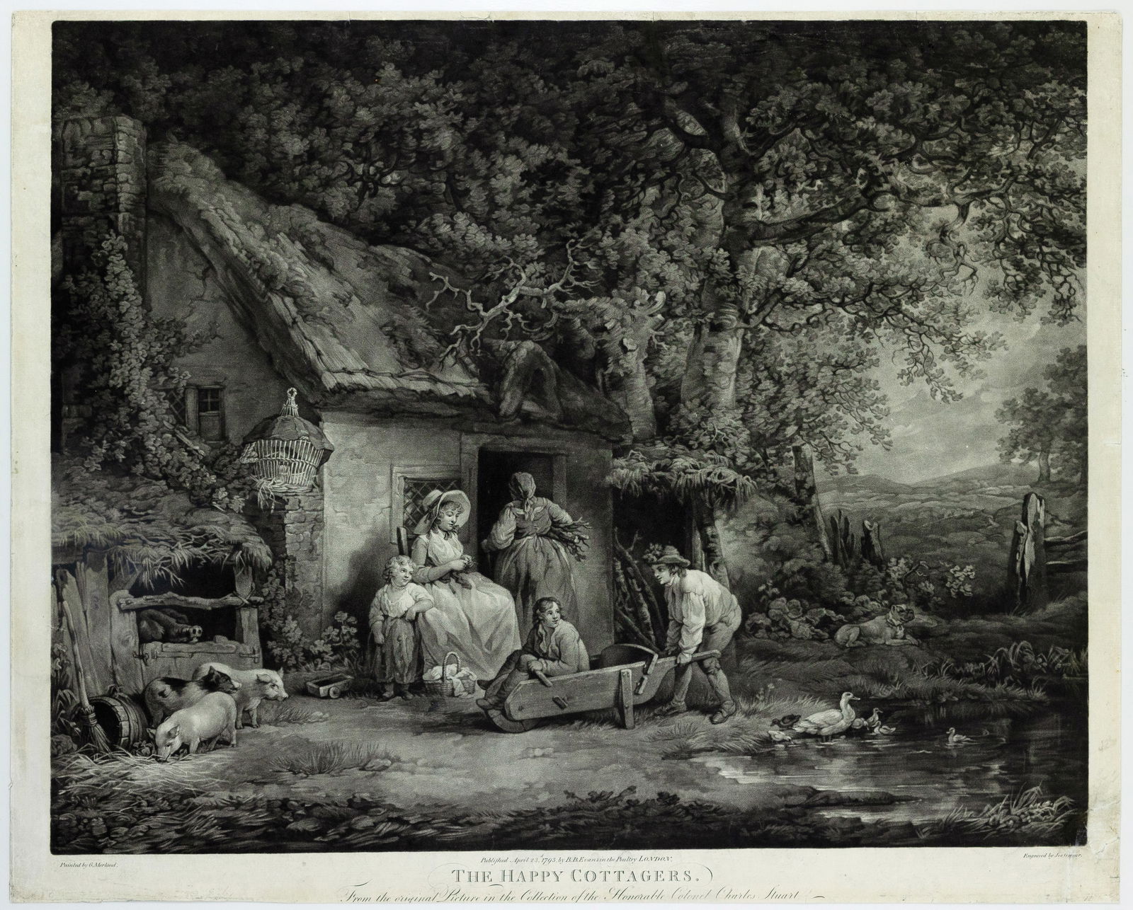 George Morland Engraving, The Happy Cottagers... (1 of 1)