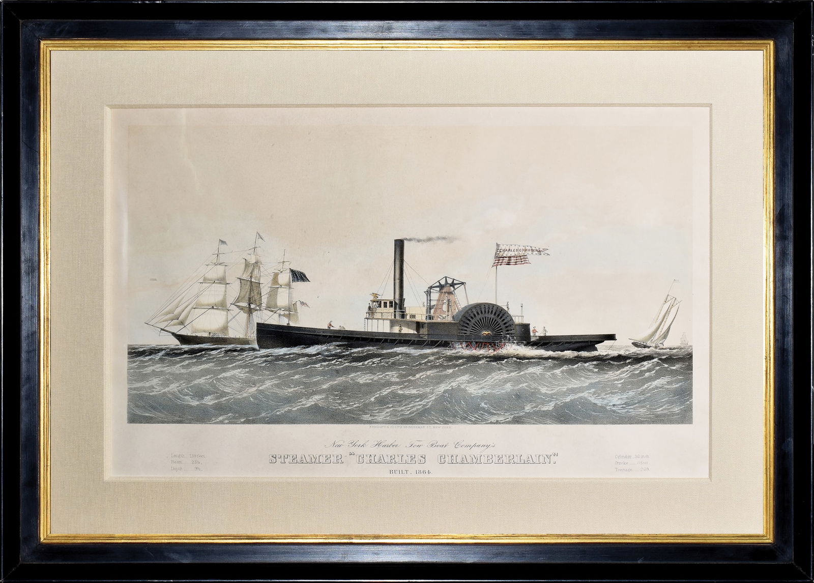 Endicott & Co.'s Naval Lithograph of the Steam 'Charles Chamberlain', 1865 (1 of 1)