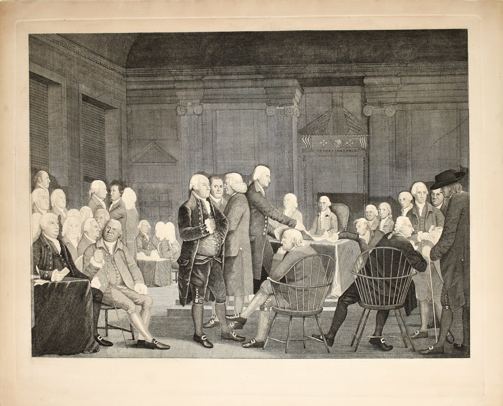 Pine & Savage's engraving of Congress Voting the Declaration of Independence (1 of 1)