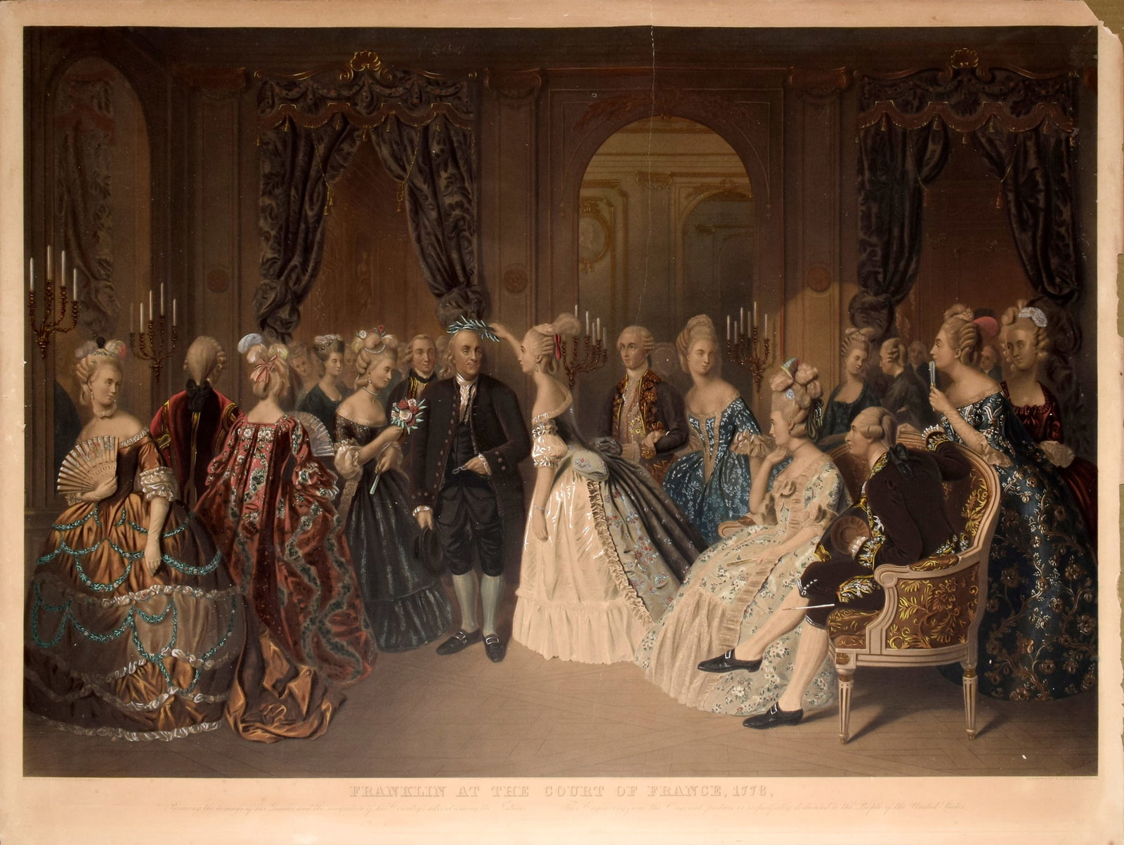 Baron Andre Jolly's Mezzotint of Franklin at the Court of France, 1778 (1 of 1)