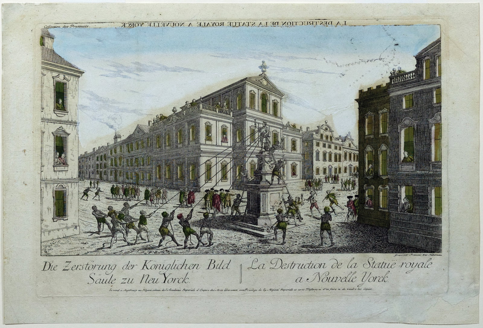 Habermann's Etching of The Destruction of King George's Statue in New York, 1776 (1 of 1)