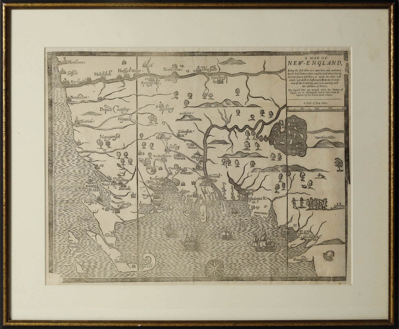 Hubbard's The Present State of New-England with the John Foster Map, the earliest map printed in (1 of 5)