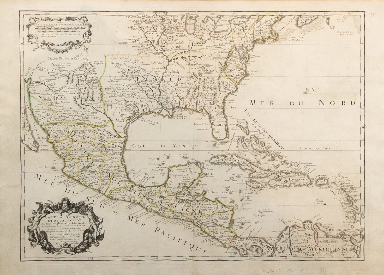 De L'Isle's Carte du Mexique et de la Floride - First Edition, First Issue (1 of 2)
