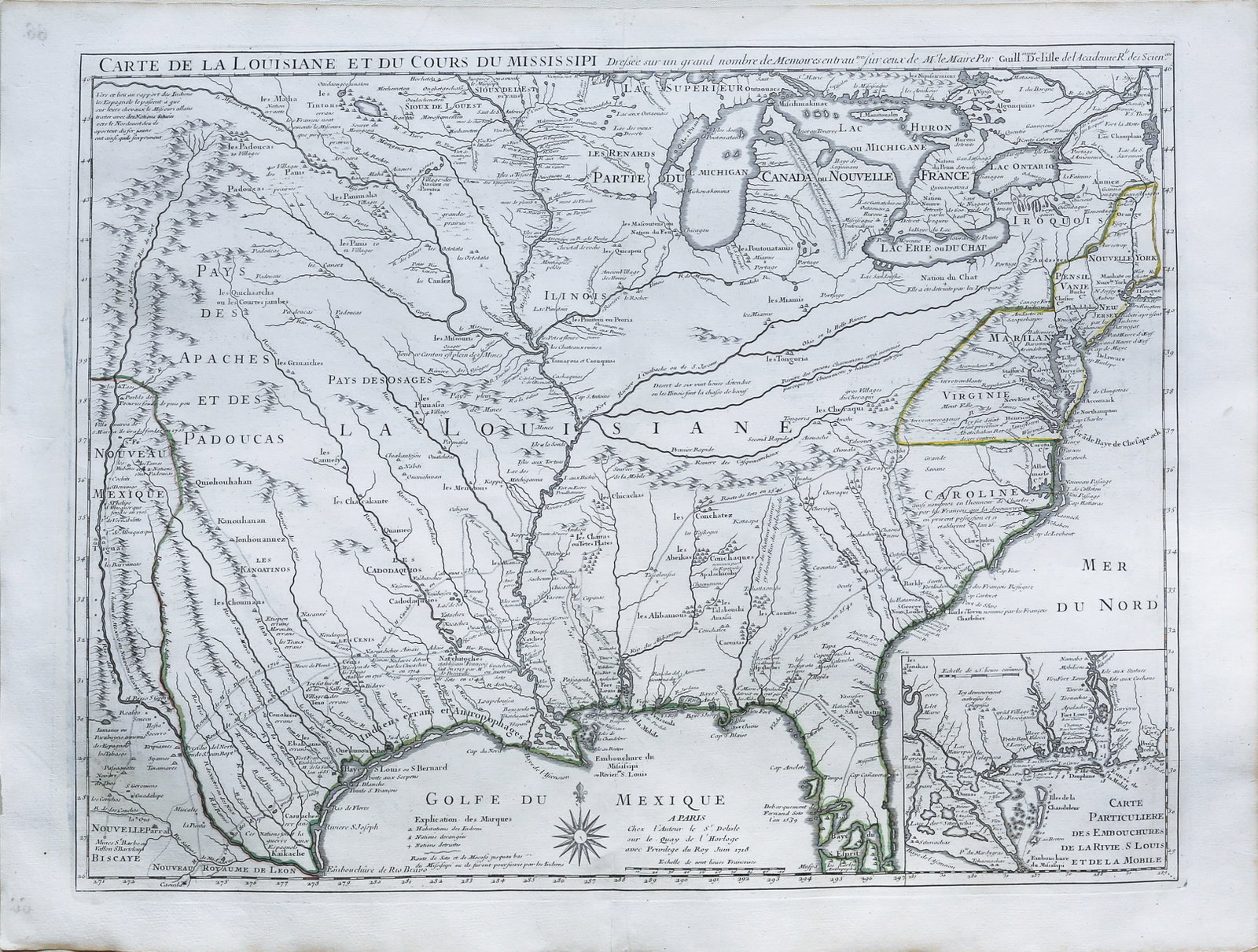 De L'Isle's Carte du Louisiane et Cours du Mississippi - First Edition, First Impression (1 of 2)