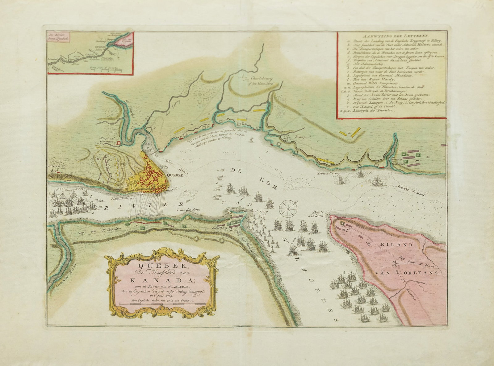 Isaac Tirion's Engraved map of Quebek de Hoofdstad van Kanada...1759 (1 of 1)