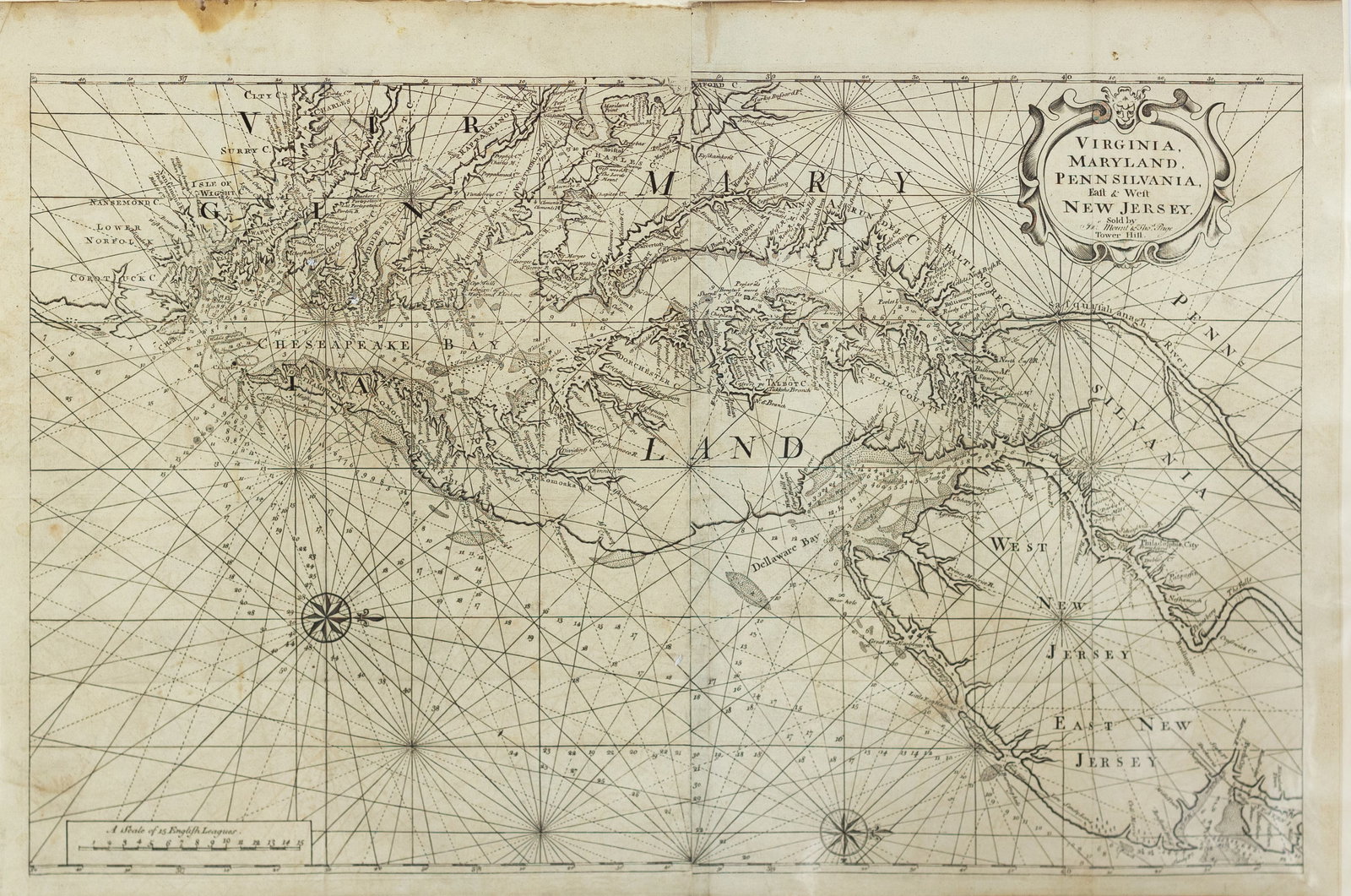 Mount & Page's Engraved Map of the Chesapeake Bay (1 of 1)