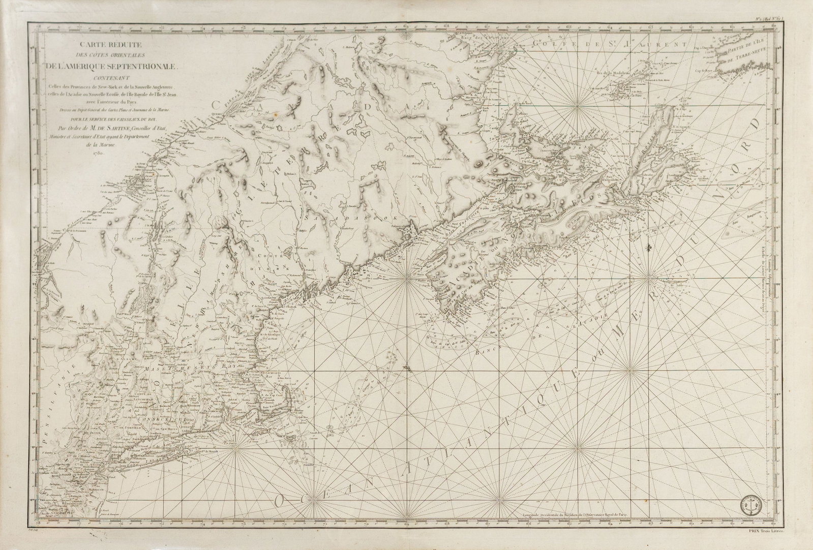 Sartine's Carte Reduite des cotes orientals de L'Amerique Septentrionale (1 of 1)