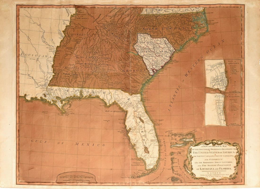 Laurie & Whittle General Map of the Southern Dominion of the United States of America, 1794: LAURIE, Robert (c. 1755-1836) & WHITTLE, James (1757-1818). A New and General Map of the Southern Dominion of the United States of America... and the Spanish Possessions of Louisiana and Florida [with