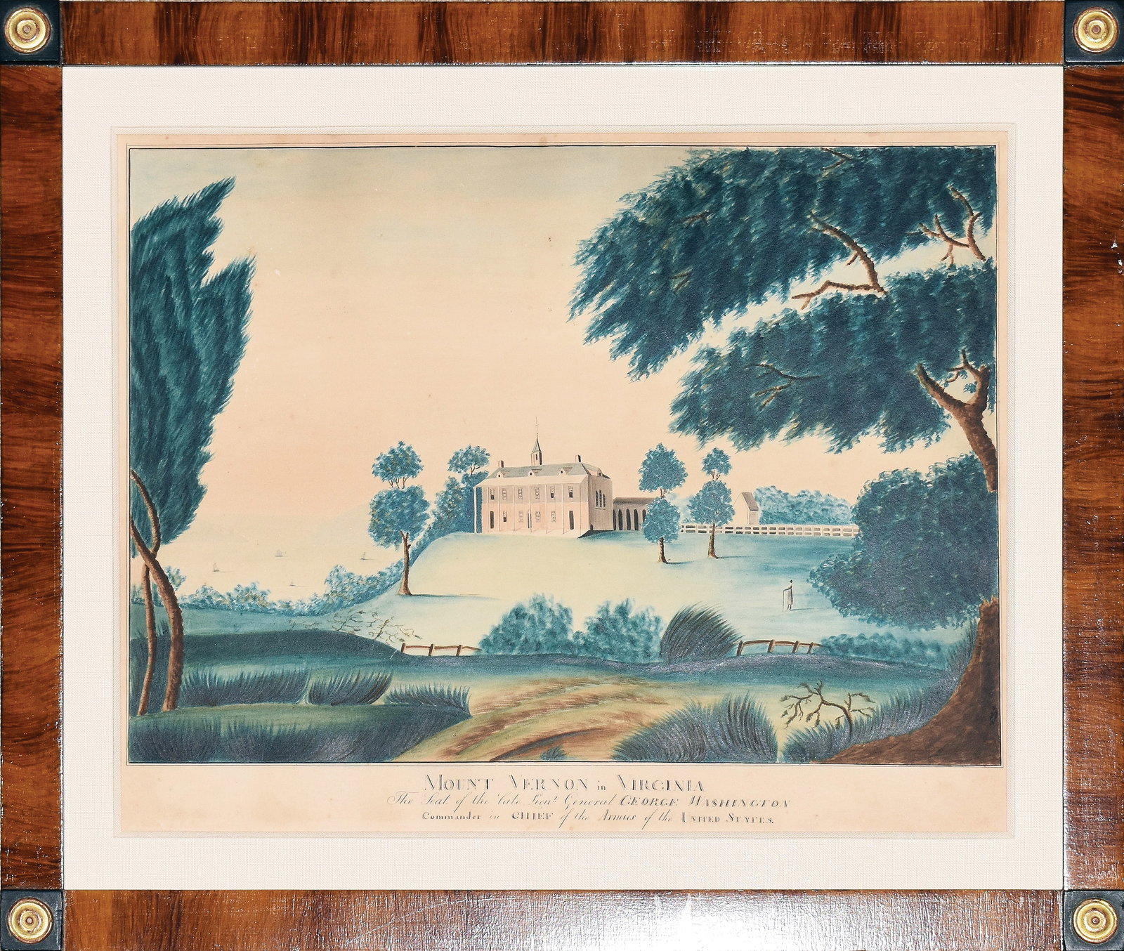 American School Watercolor of Mount Vernon, George Washington's Virginia Home (1 of 1)