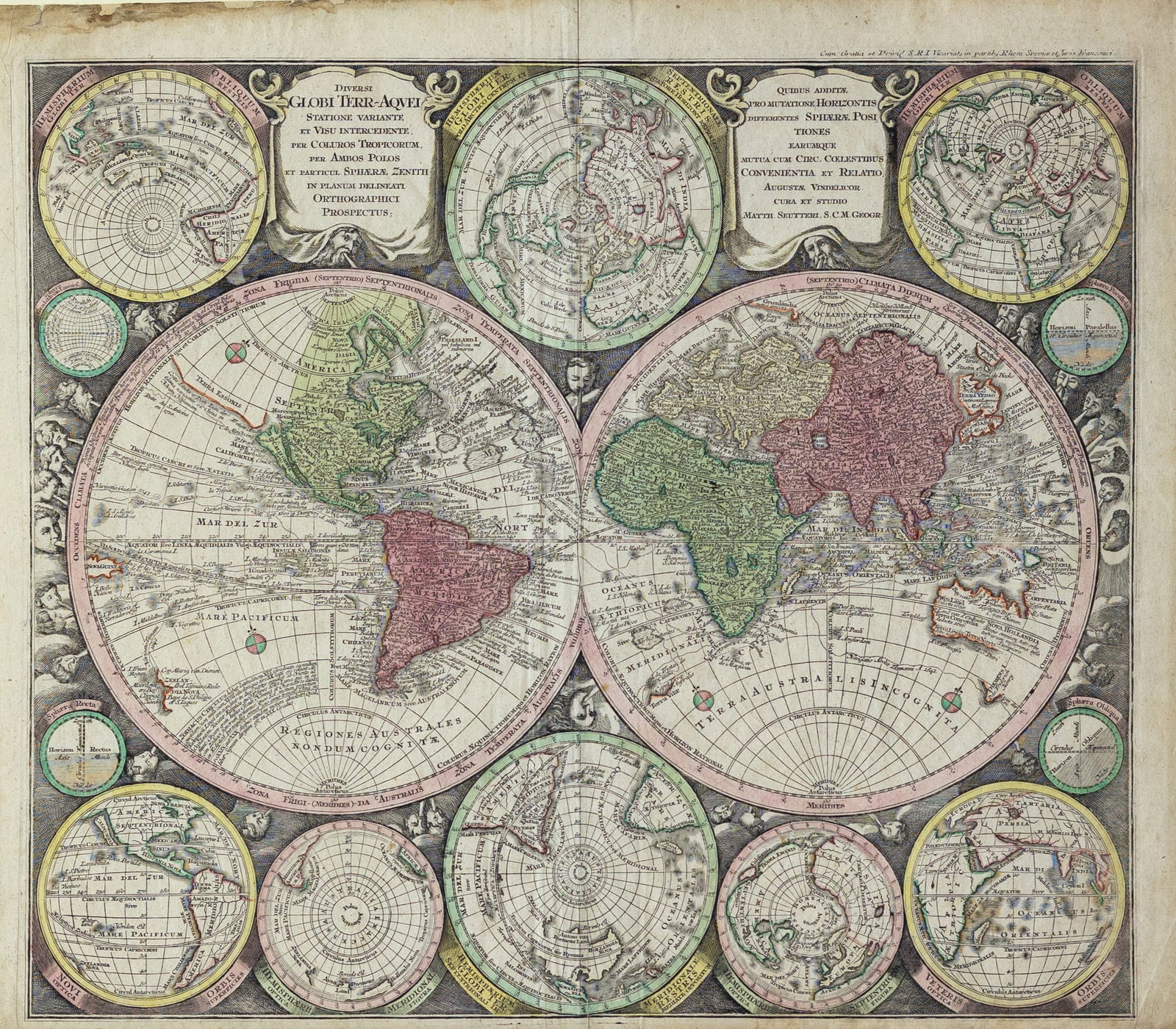 Seutter's Double-Hemisphere World Map, 1741 (1 of 1)