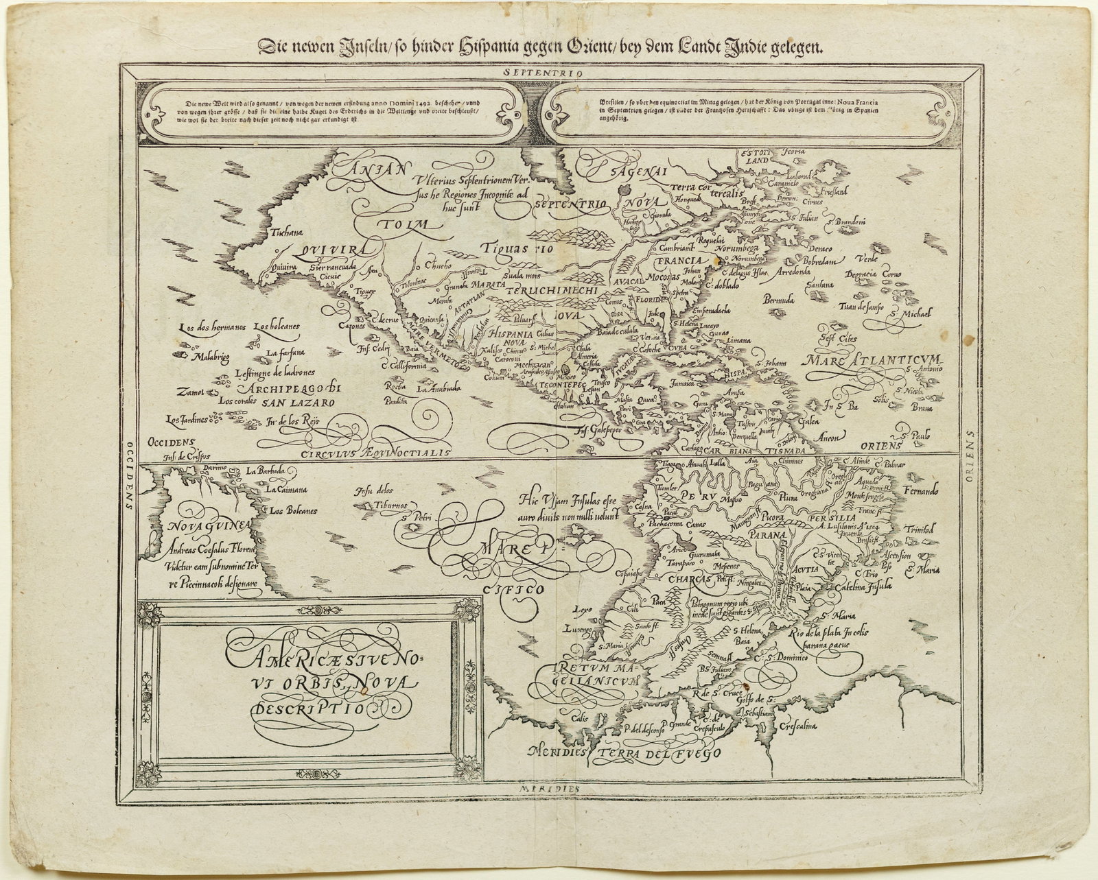 Sebastian Munster's Woodblock map of the Americas (1 of 1)