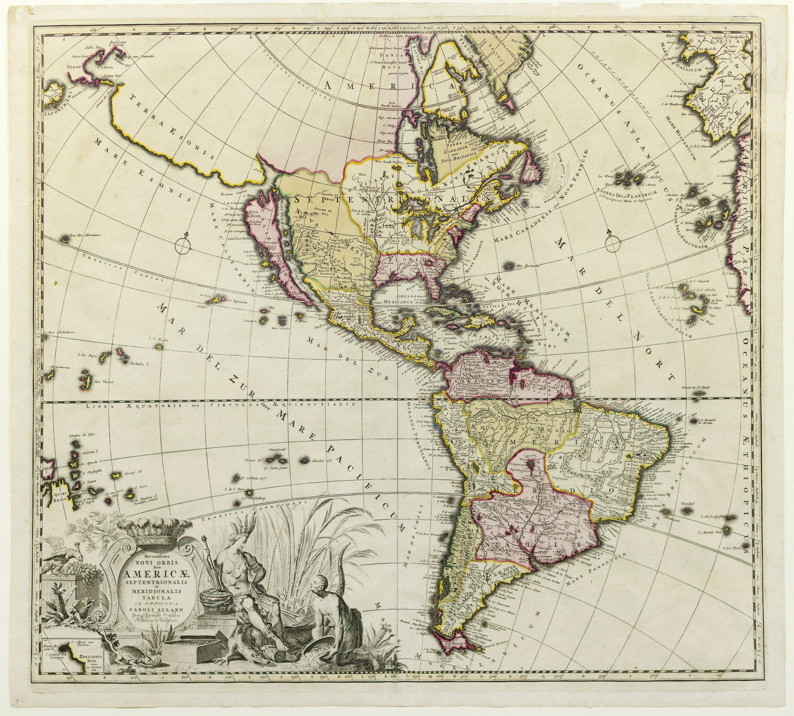 Rare, old color example of Allard's rare map of America showing California as an Island (1 of 1)