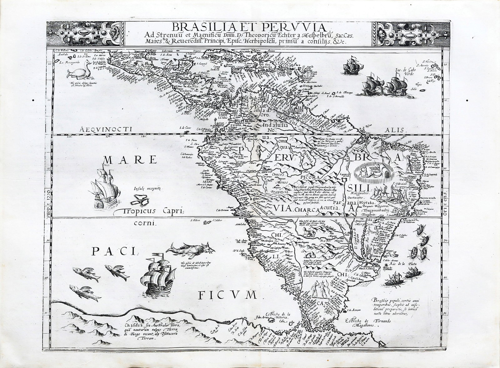 De Jode Map of South America, the Earliest Dutch Map of South America (1 of 1)