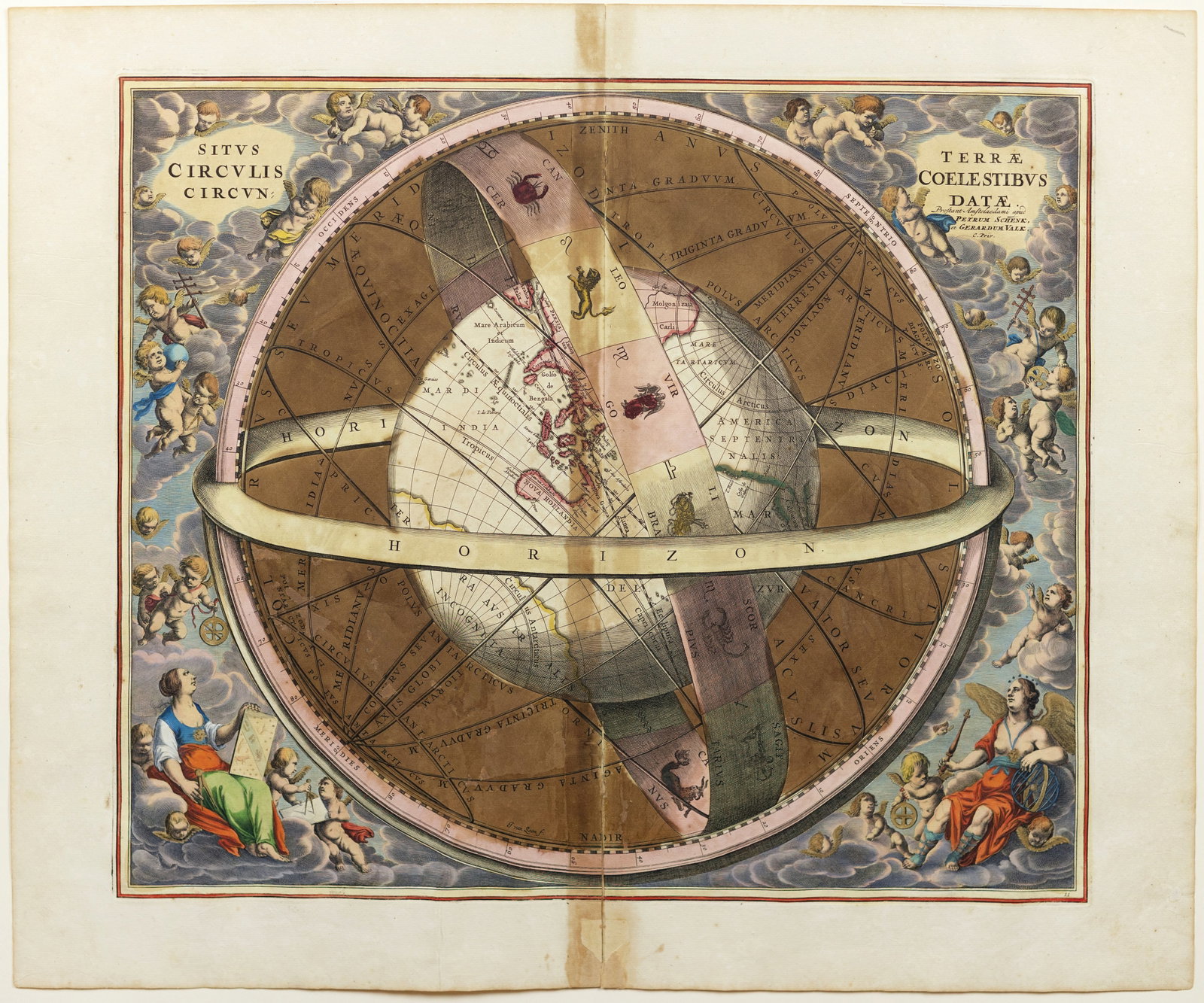 Cellarius Celestial Map, Situs Terrae Circulis coelestibus Circundatae [Ptolemaic model] (1 of 1)