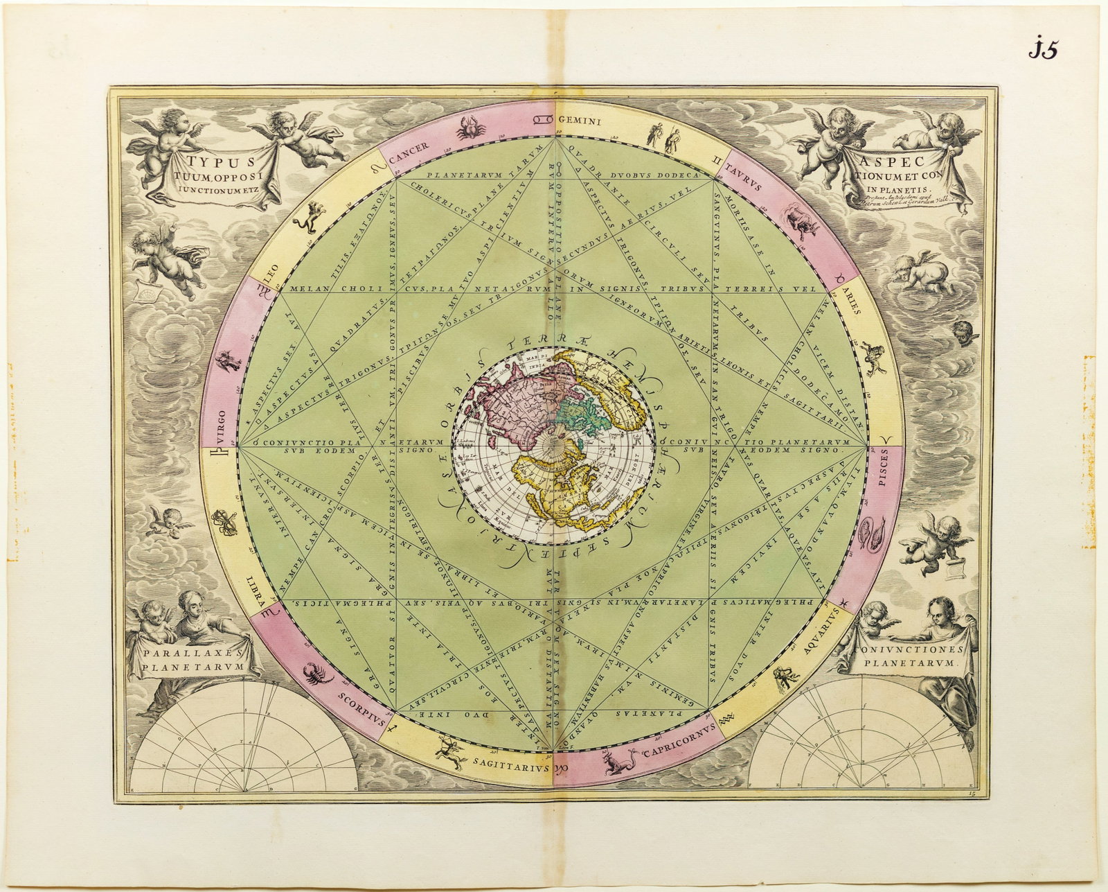 Cellarius Celestial Map, Typus Aspectuum, Oppositionum et coniunctionum etz in Planetis [Northern (1 of 1)