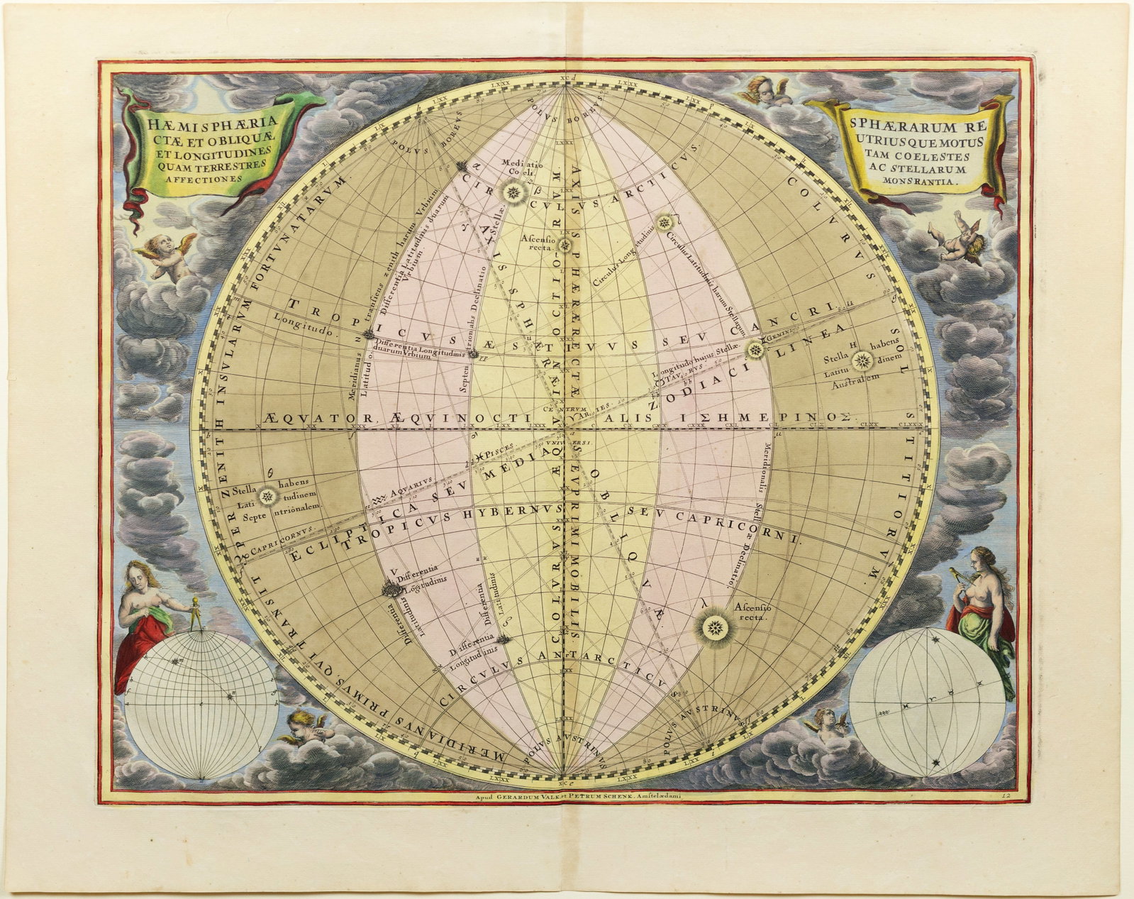 Cellarius Celestial Map, Haemiphaeria Sphaerarum Rectae et Oblique Utriusque... [Motions of (1 of 1)