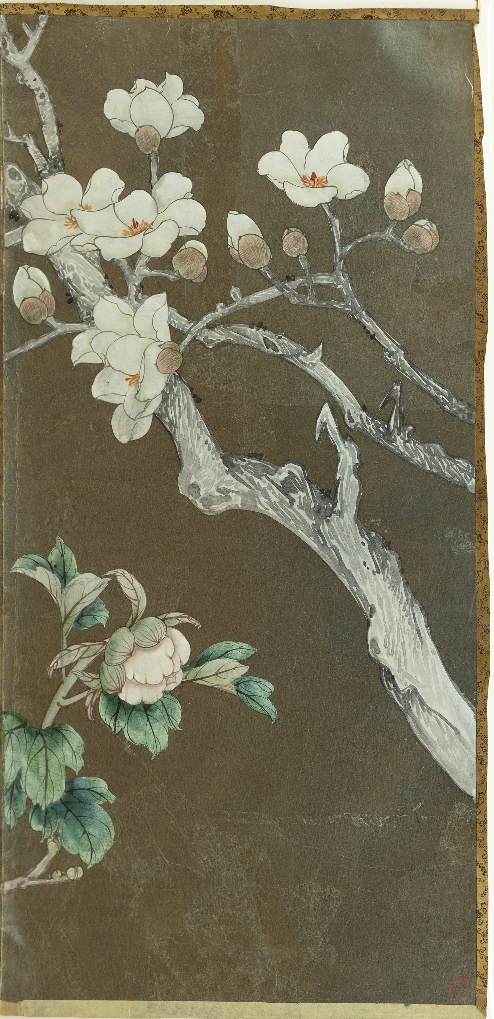 Japanese 4-part Silver-leaf Screen Painting (1 of 4)