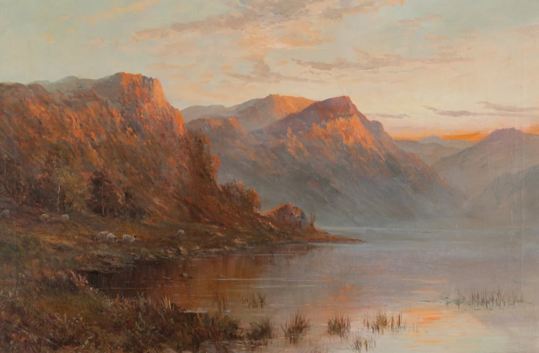 Alfred F. De Breanski Jr. signed oil of A Summer Sunset over a Scottish Loch (1 of 1)