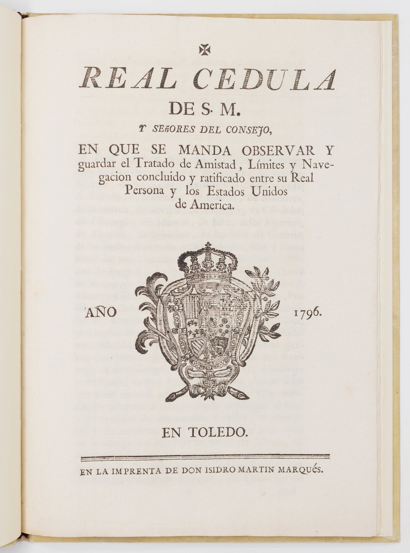 A UNIQUE OFFICIAL PRINTING OF PINCKNEY’S TREATY GRANTING AMERICANS THE RIGHT OF MISSISSIPPI RIVER (1 of 4)