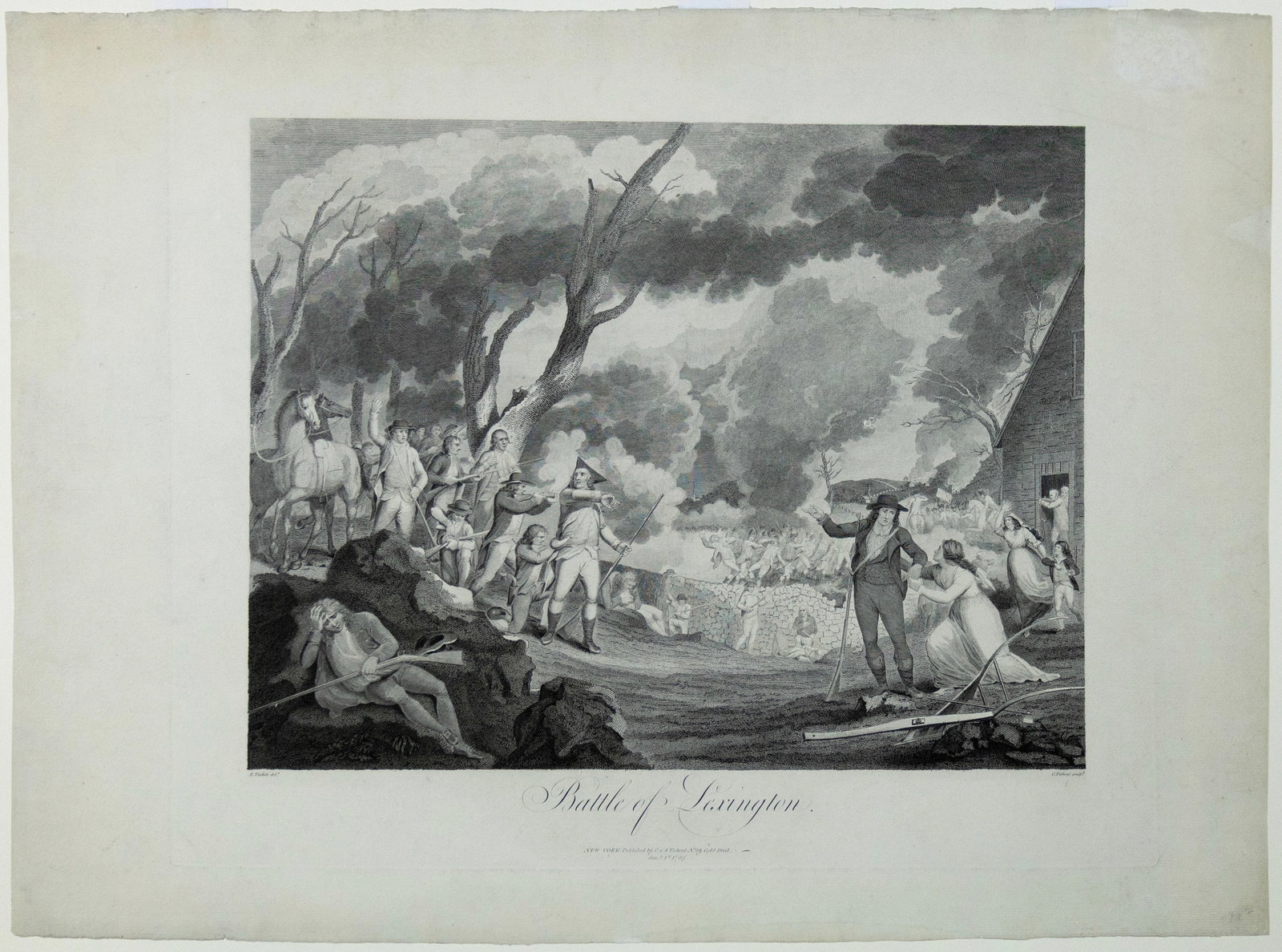 Tisdale's engraving of the Battle of Lexington from the American Revolution (1 of 1)