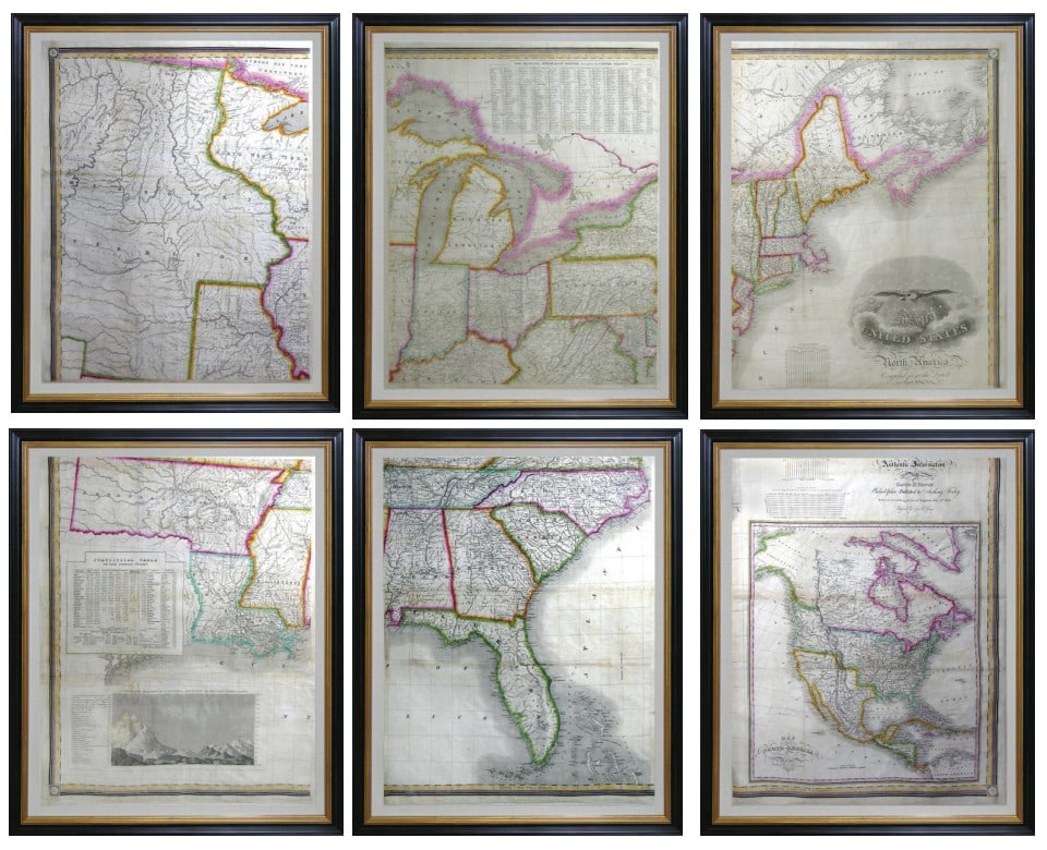 Vance / Young Wall Map of North America, framed in 6 parts (1 of 7)