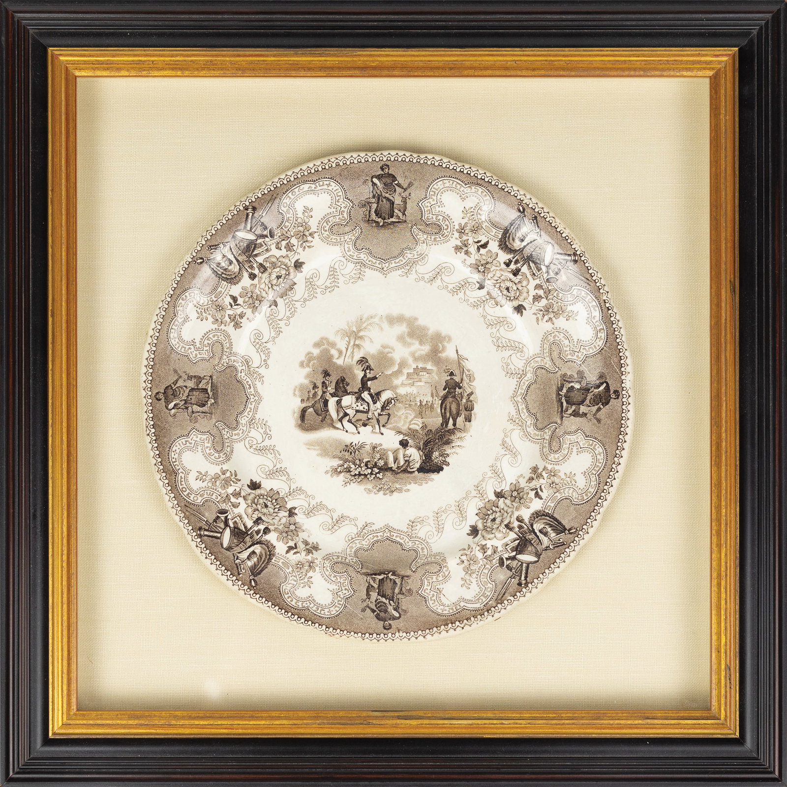 Texian Independence Campaign Historical Staffordshire brown Transferware plate (1 of 1)