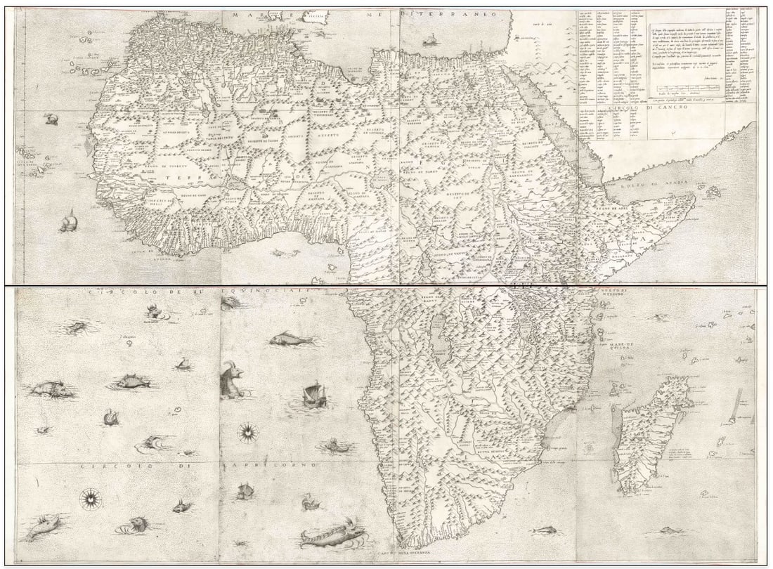 Gastaldi's Wall Map of Africa - the single most important and influential map of Africa of the (1 of 3)