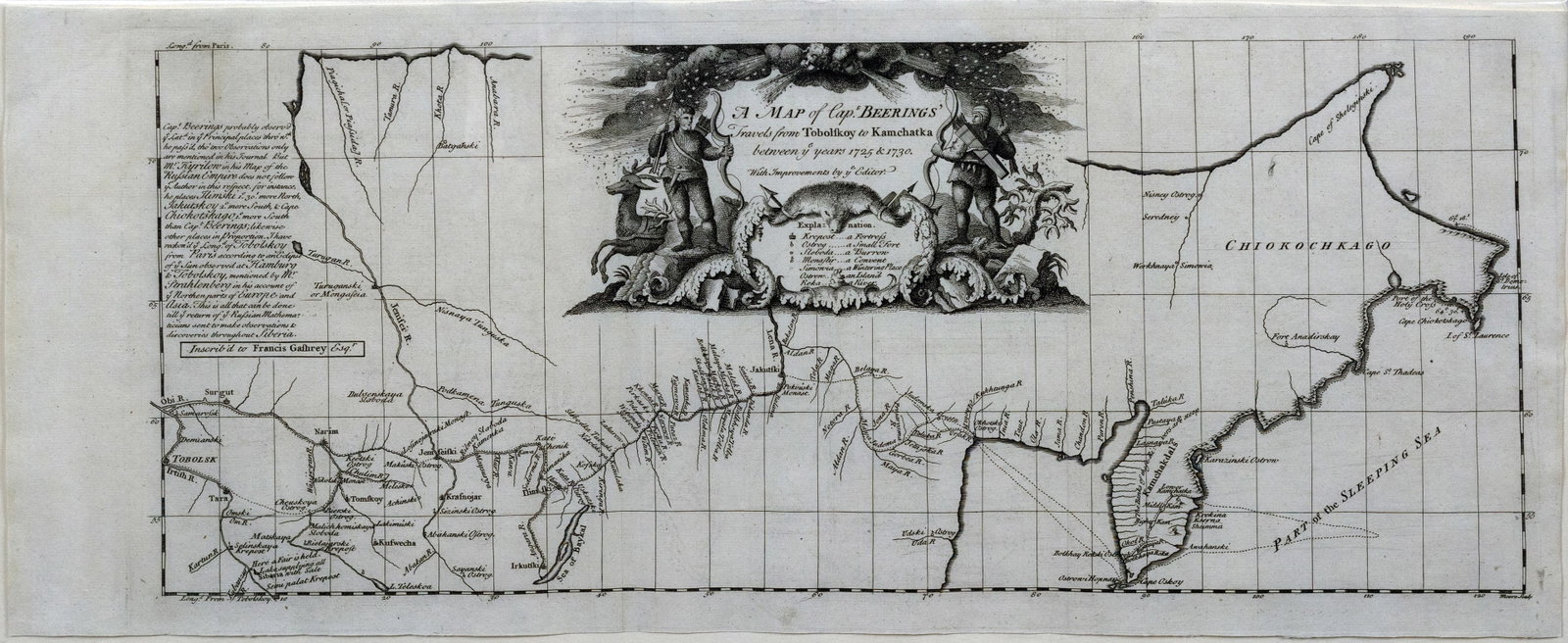 Moore's Map of Capt. Beerings' Travels from Tobolskoy to Kamchatka [Russia] (1 of 1)
