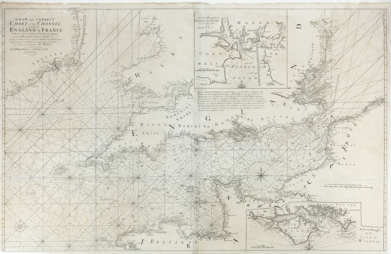 Collins engraved map of A New and Correct Chart of the Channel between England & France (1 of 1)