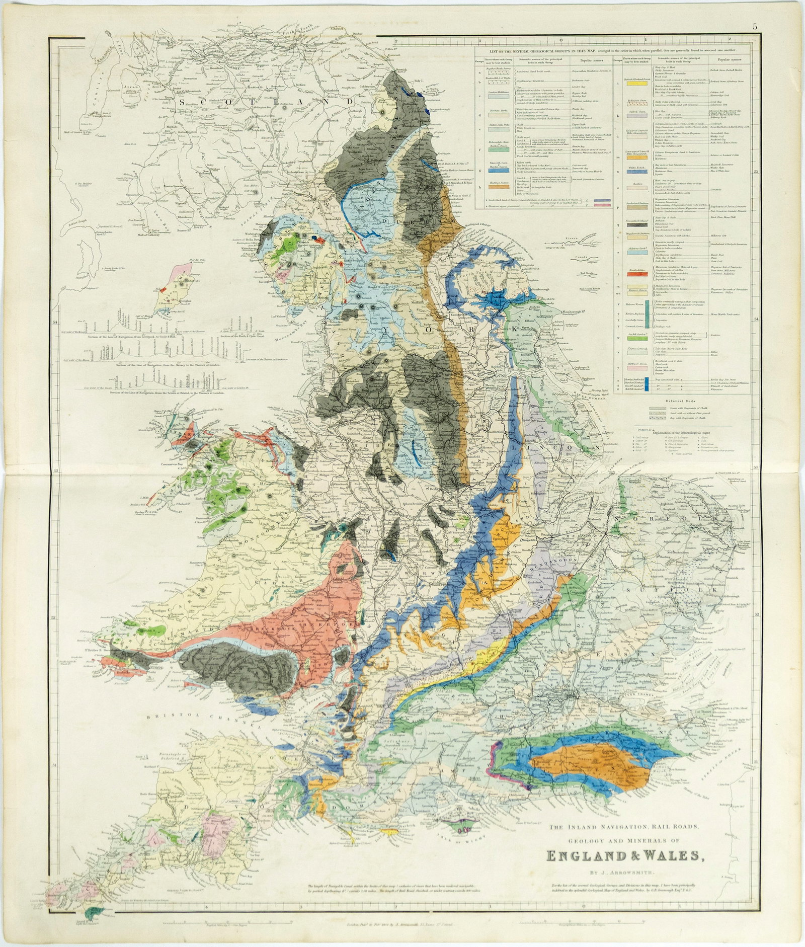 Arrowsmith's geological map of England and Wales - One of the Earliest of 19th Century England (1 of 1)