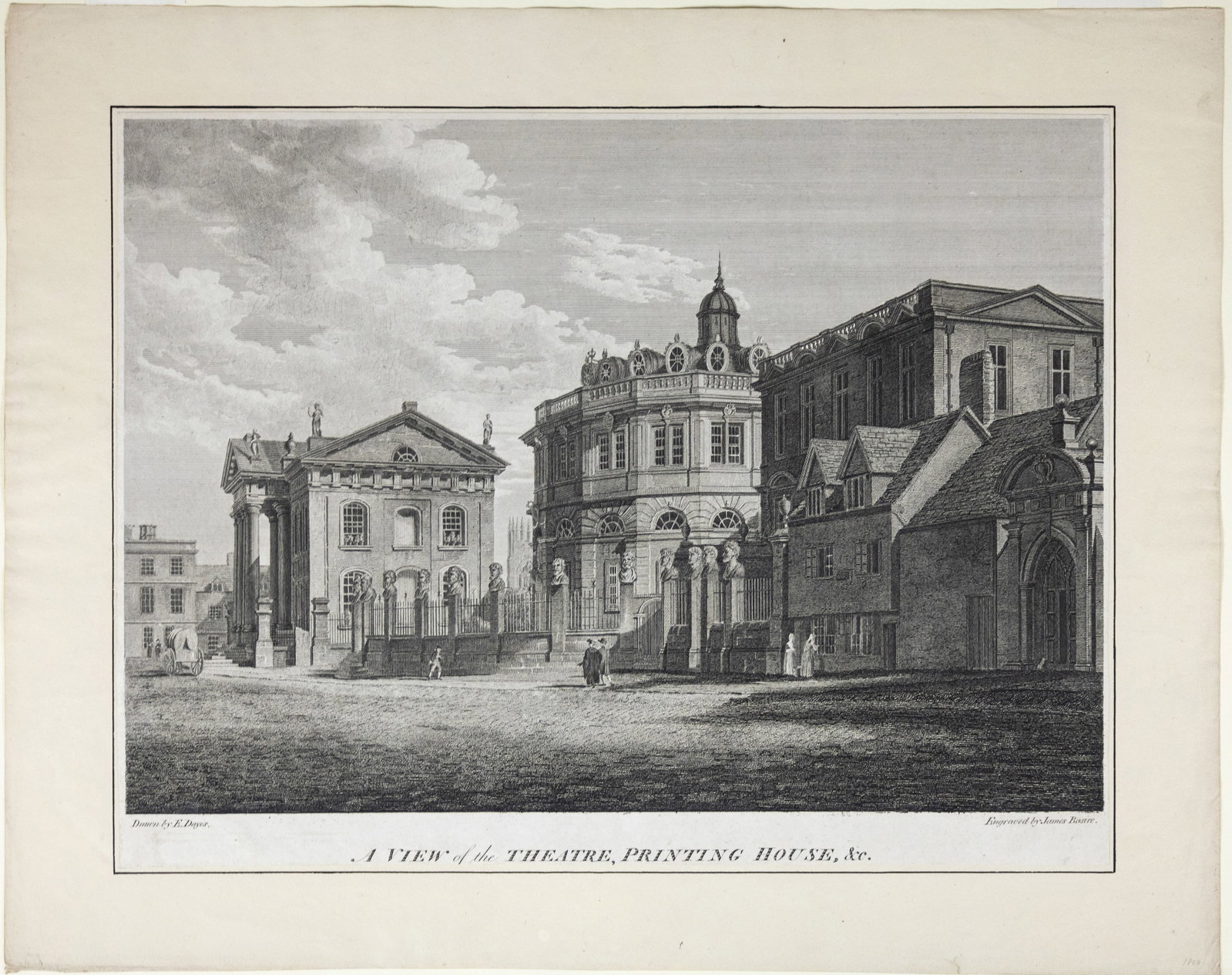 Dayes Engraving of Oxford showing A View of the Theatre, Printing House (1 of 1)