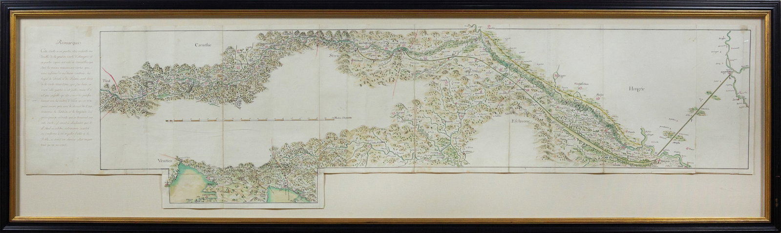 Jacques Bellin Manuscript Map of The Drau River from Lienz in East Tirol to Zegedin in Hungary (1 of 1)
