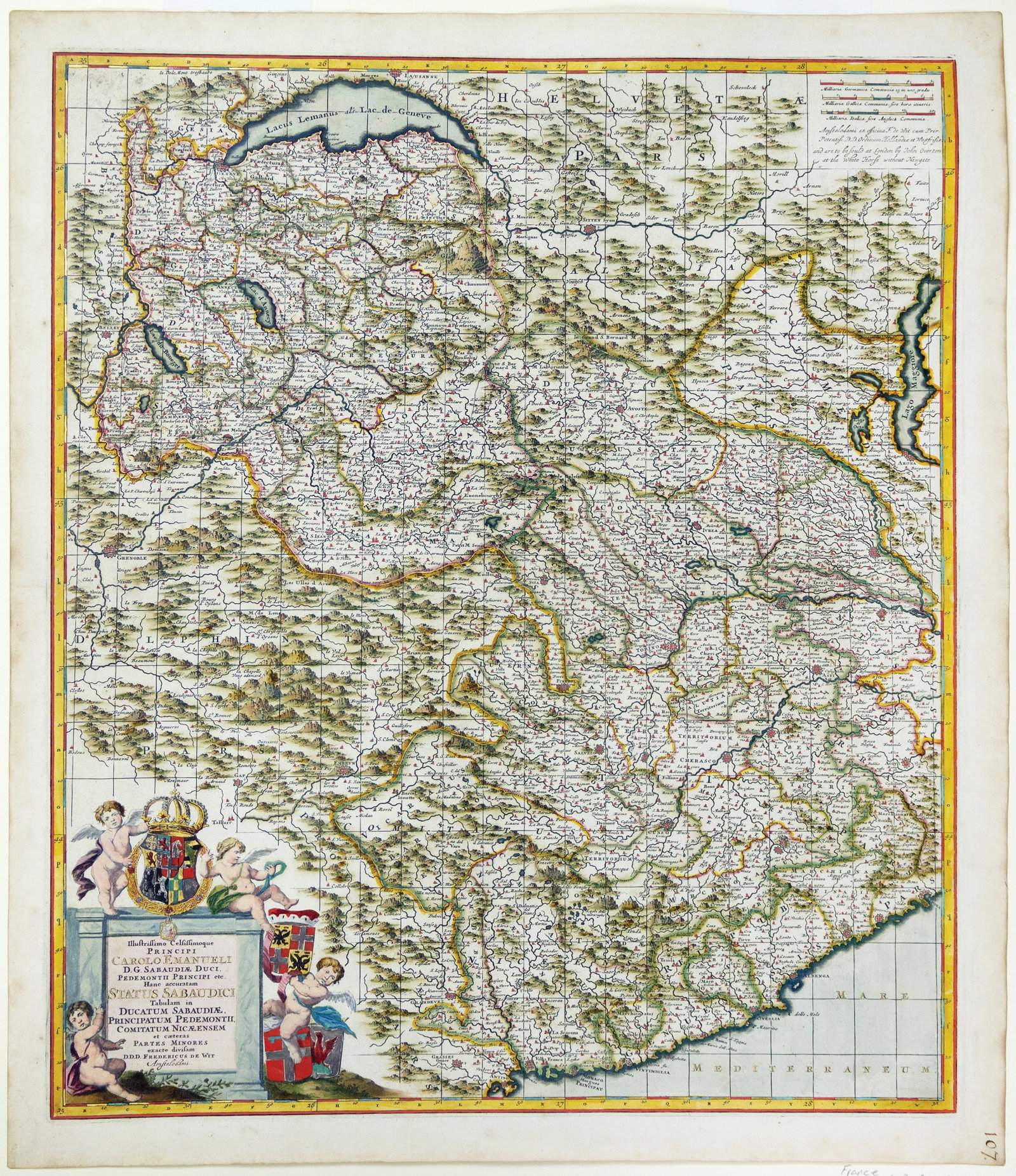 De Wit engraved map, with exceptional color by Van Santen - [France, Savoy & Piedmont] (1 of 1)