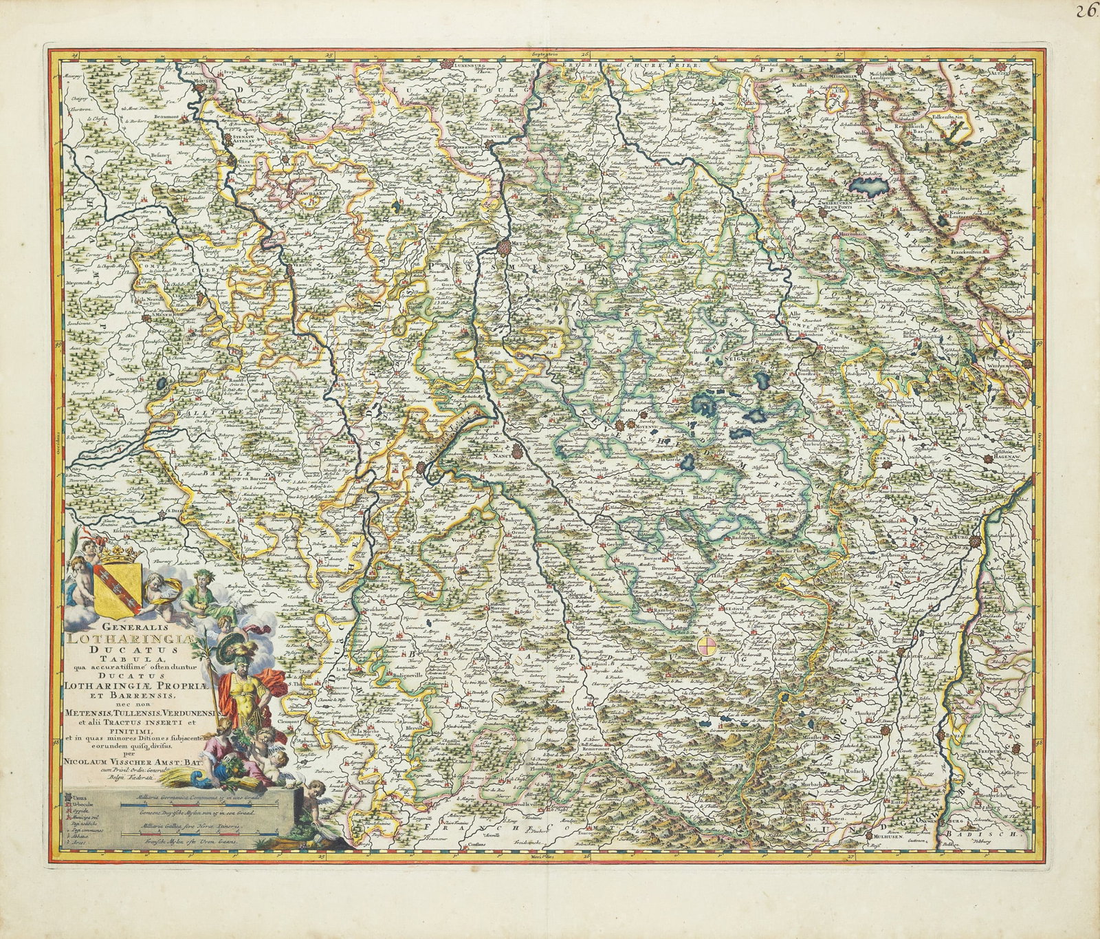 Visscher engraved map, with exceptional color by Van Santen - [Luxembourg to Mulhouse] (1 of 1)