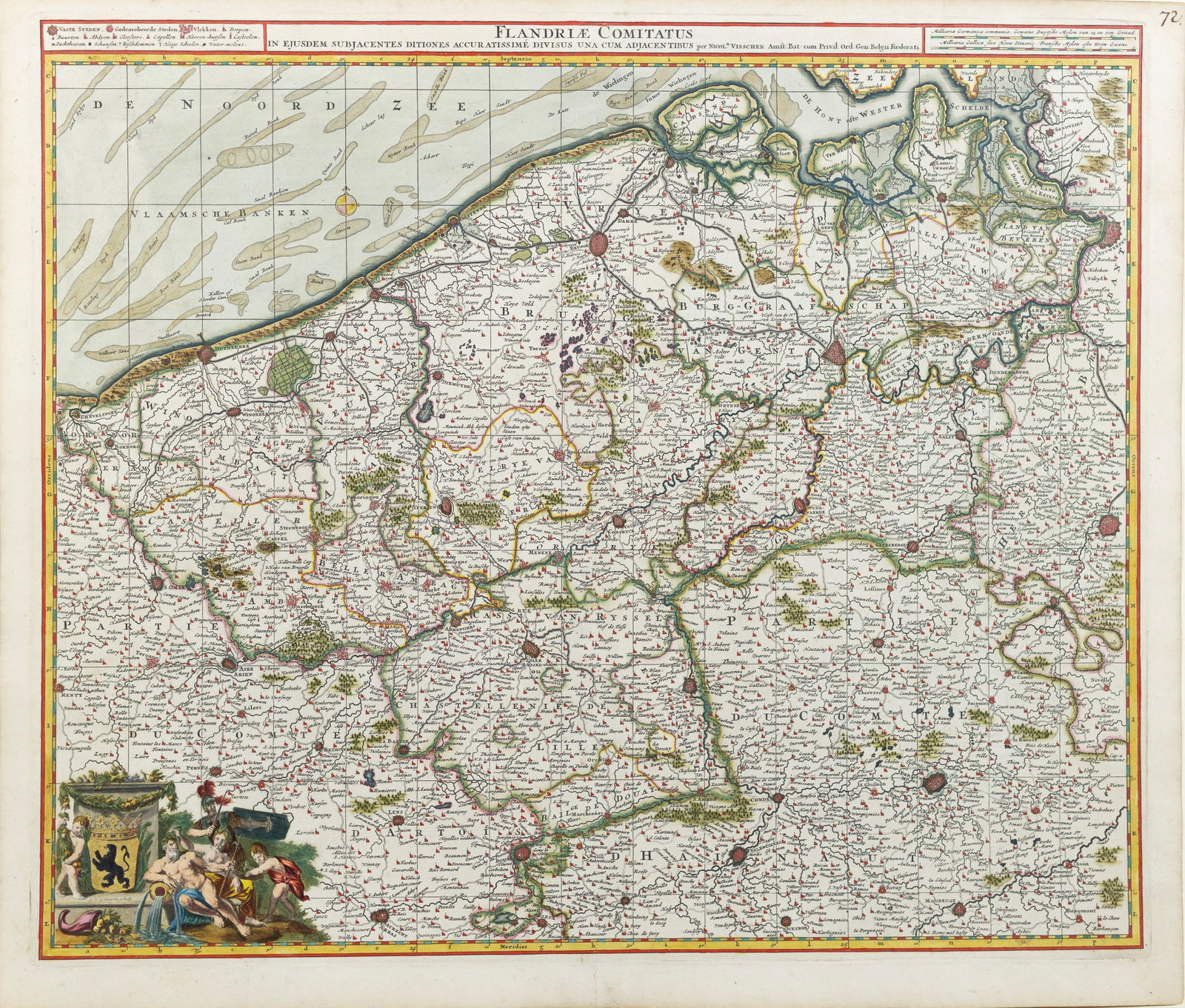 Visscher engraved map, with exceptional color by Van Santen - [Flanders or Belgium] (1 of 1)