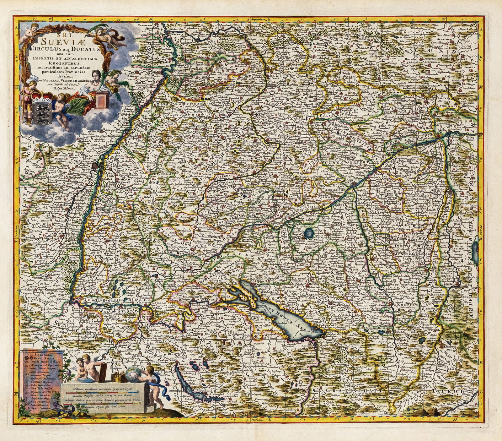 Visscher engraved map, with exceptional color by Van Santen - [Suabia or southern Germany] (1 of 1)