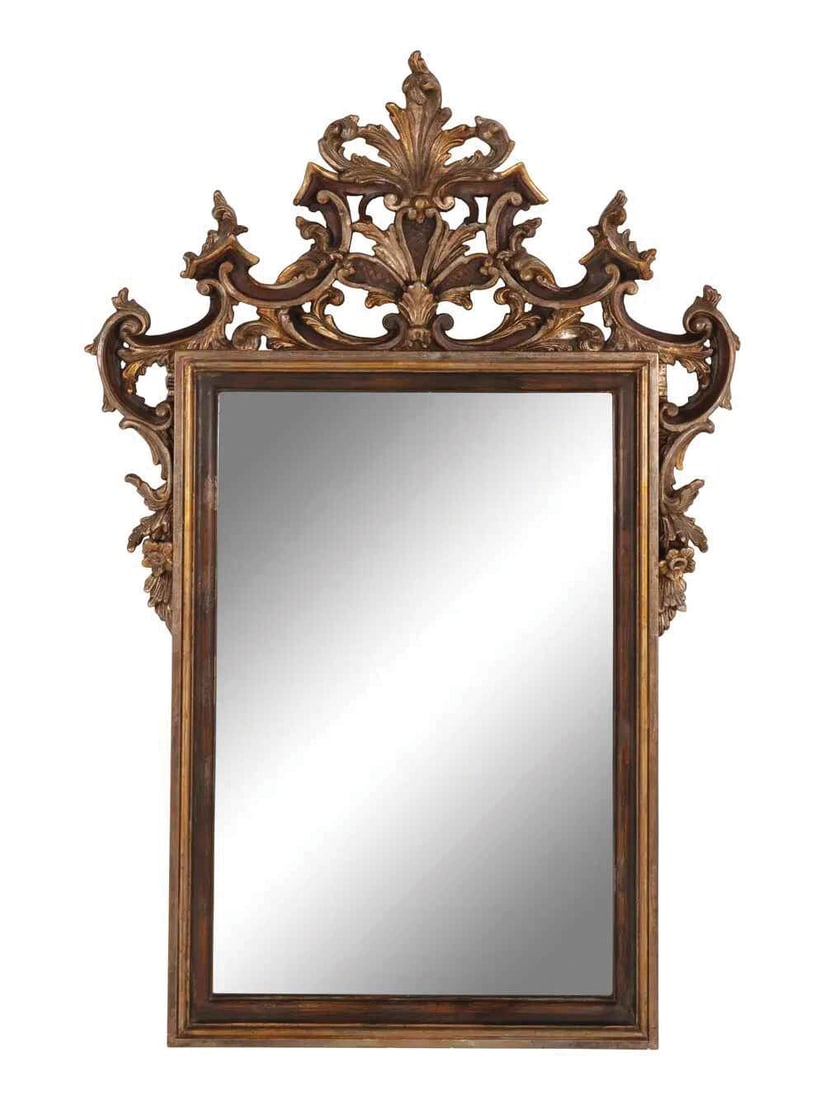 Italian Baroque Style Carved and Parcel Gilt Mirror (1 of 1)
