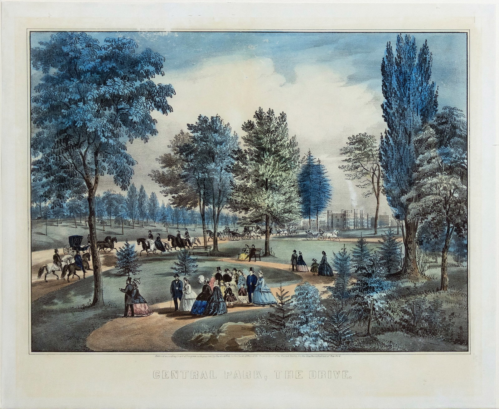 Currier & Ives Lithograph Central Park, the Drive (1 of 1)