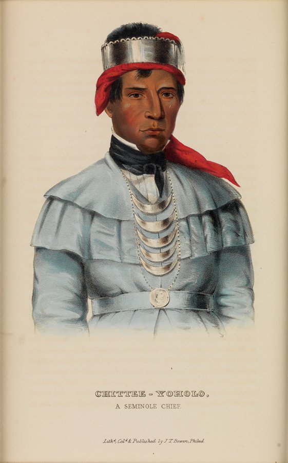 McKenney and Hall, Chittee-Yoholo.: Thomas L. McKenney and James Hall. Chittee-Yoholo. A Seminole Chief. Octavo Edition. Philadelphia: J.T. Bowen, 1842-1858. 29 3/4 x 24 inches.